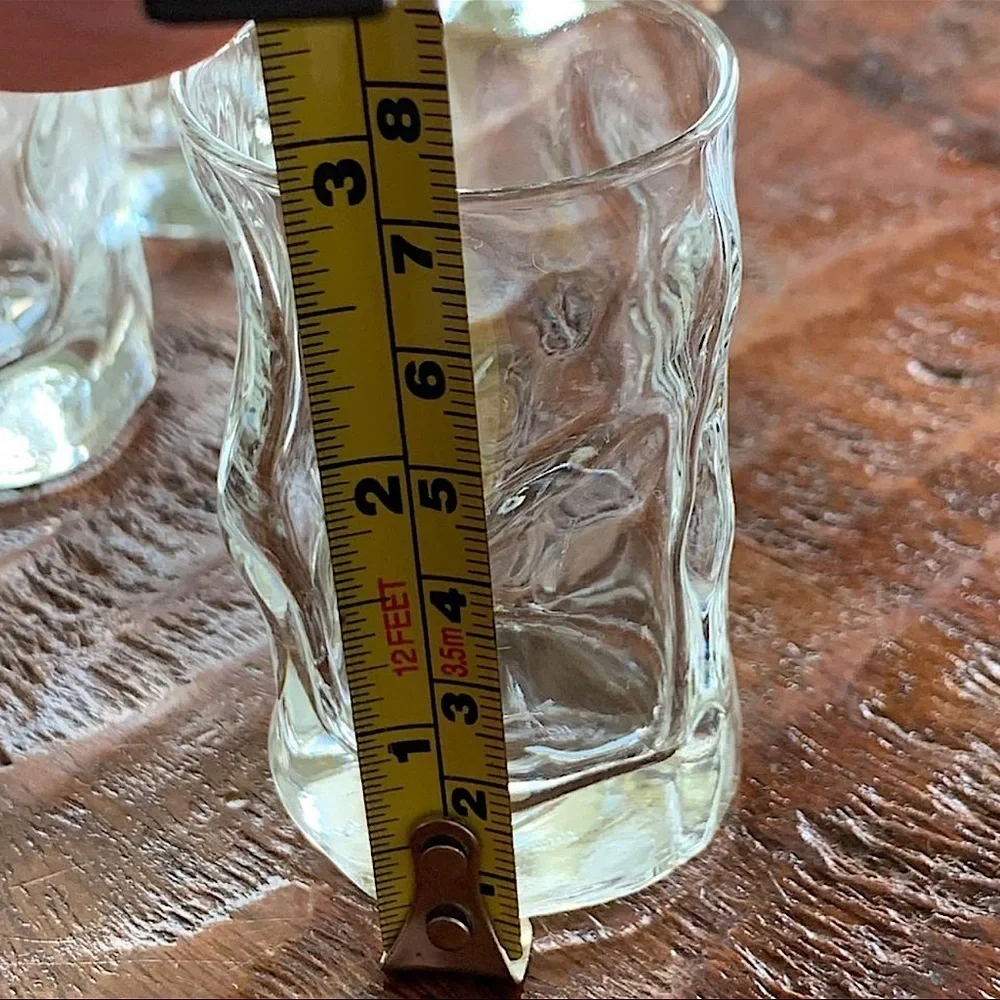 Set 6 Bormioli Rocco Sorgente Shot Glasses Clear Irregular Shape Made in Italy